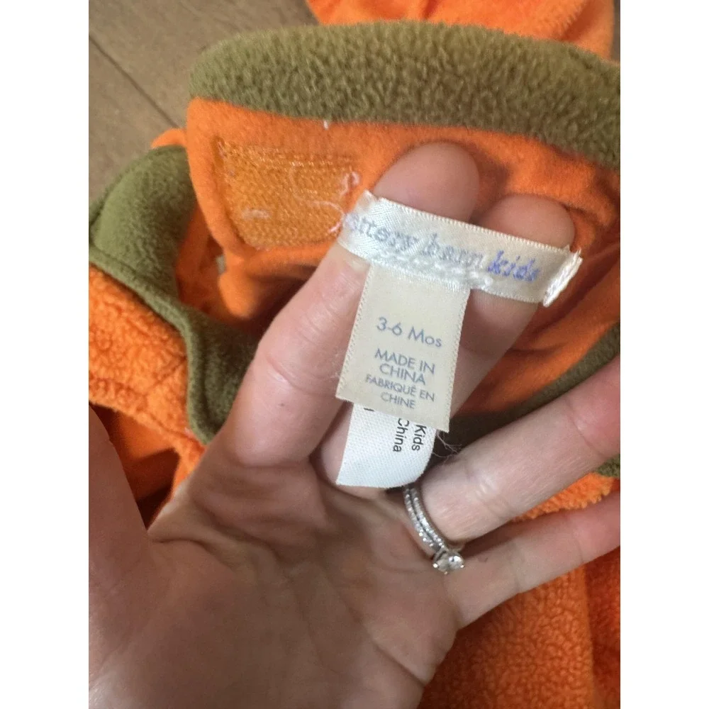 Pottery Barn Kids Pumpkin Costume Infant 3-6 Months Orange Fleece Halloween